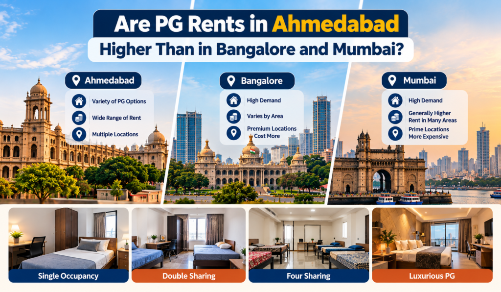 Ahmedabad PG Rent Comparison Infographic